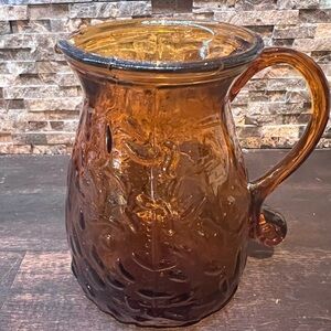 Amber glass small pitcher creamer. Vintage